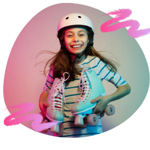 cute girl with roller skates